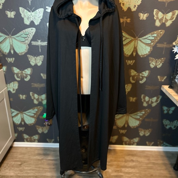 BURY A FRIEND HOODED DUSTER witchy goth Foxblood BLACK - Picture 6 of 10